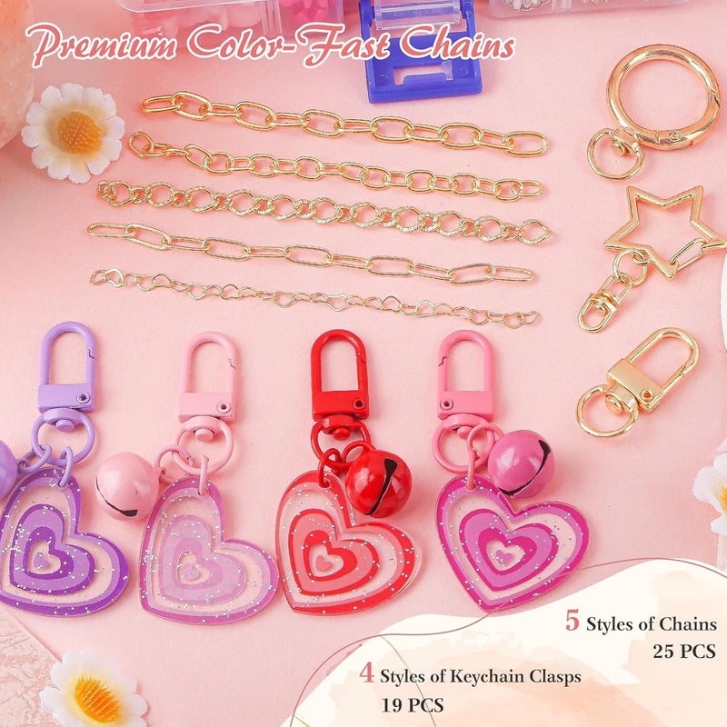 Ecoofor 458 Pcs Keychain Making Kit — Includes 19 Keychain Clips, 25 Extender Chains, 80 Charms, Beading Accessories, Jewelry Pliers — DIY Bag Charms & Jewelry Craft Kit Supplies - Image 2